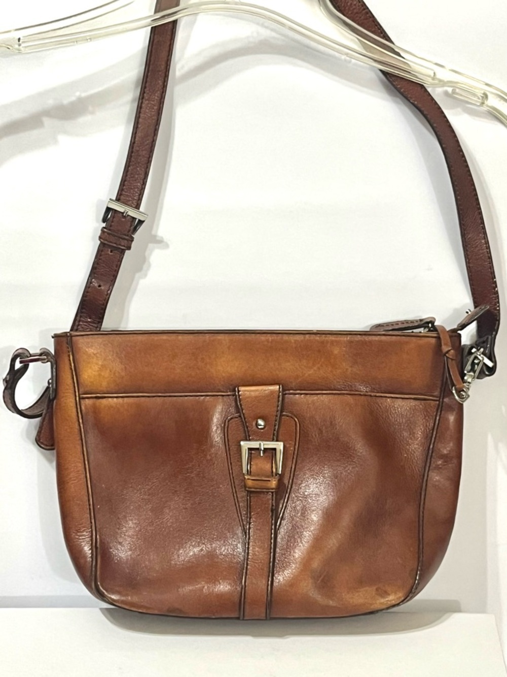 Vintage Etienne Aigner Cognac Brown Equestrian Style Crossbody Handbag